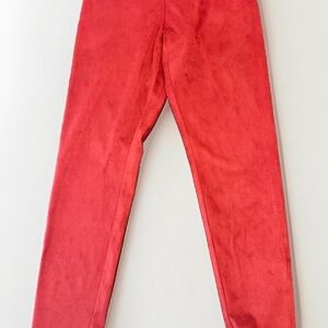Red Velvet-Look Leggings